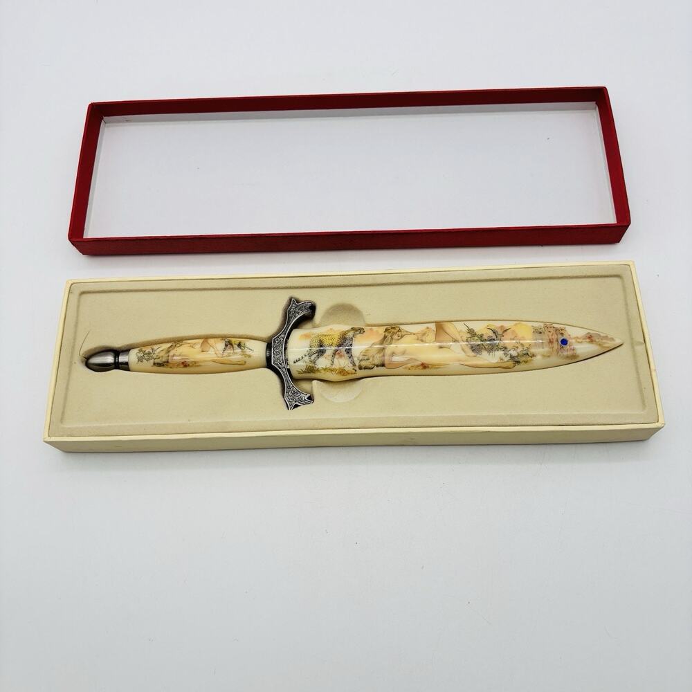 Decorative Dagger w/ Sheath, Stainless Steel Blade, Lady On Handle VG Condition
